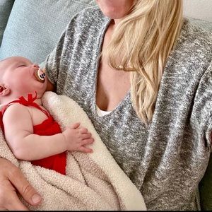 Madewell Cropped Boxy Sweater Shirt in Marled Grey